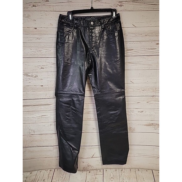 Gap Pants - VTG Gap Boot Cut Genuine Leather Pants Women’s 6 Black Mid Rise Y2K Biker Pocket